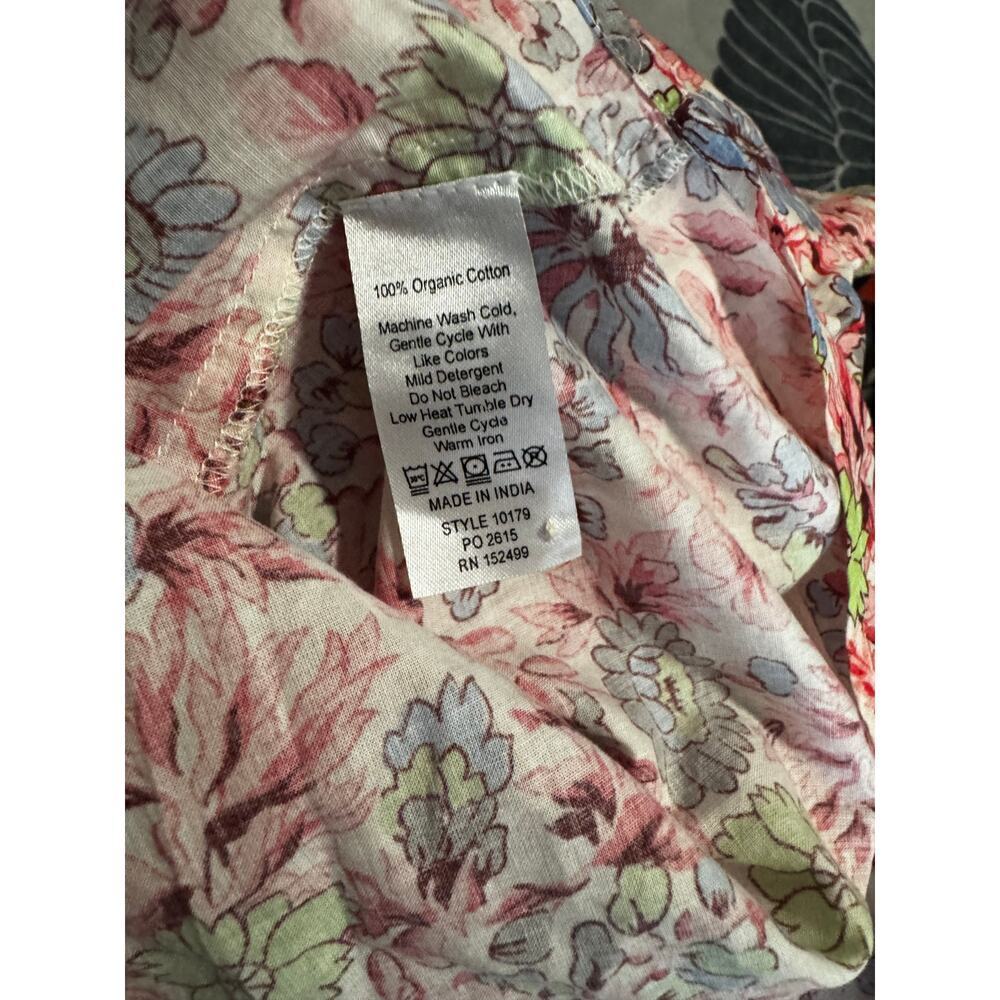 Amour Vert Organic Cotton Floral Boho Floral Blouse Top Size Large - Picture 5 of 6